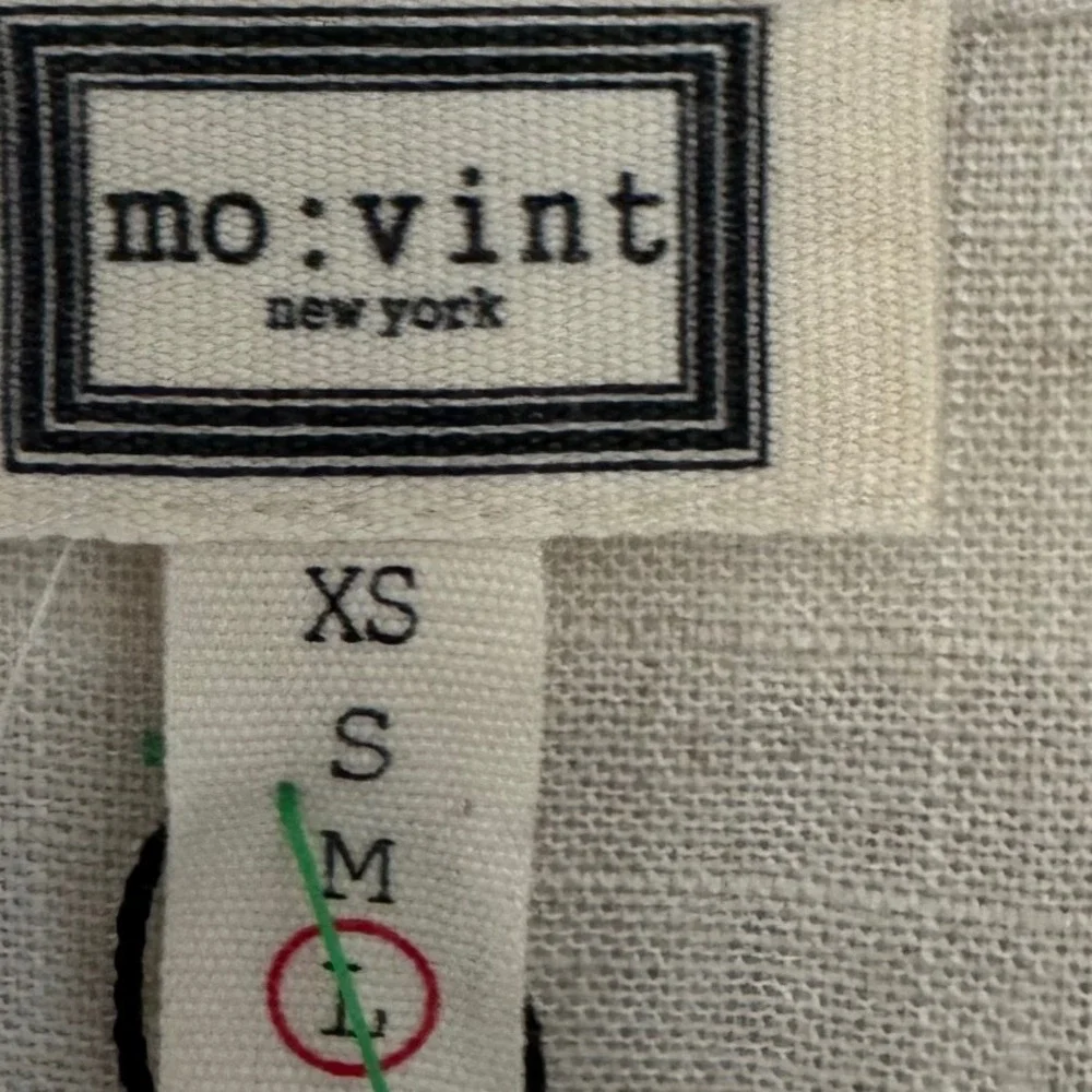 Anthropologie MoVint sz L Women Linen TieWaist Collared Button Dress Cottagecore - Picture 8 of 11